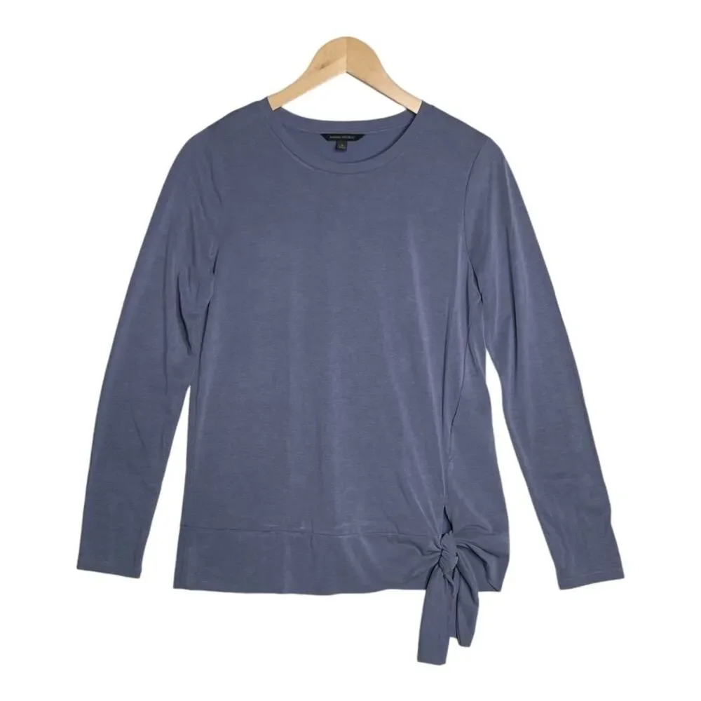 Banana Republic Women's Long‎ Sleeve Front Tie Blue Sand Wash Top Size Small